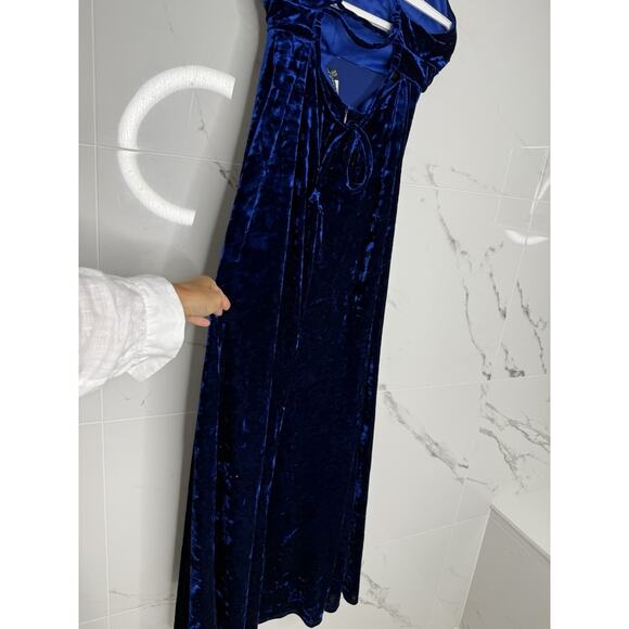 Vtg Morgan & co Prom Dress Maxi Gown Velvet 90s Y2K Glam Goth Halter Open Back - Picture 8 of 12